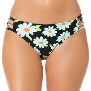 NWT Salt Cove Juniors' Daisy Dance Strappy-Side Hipster Bikini Bottoms Black